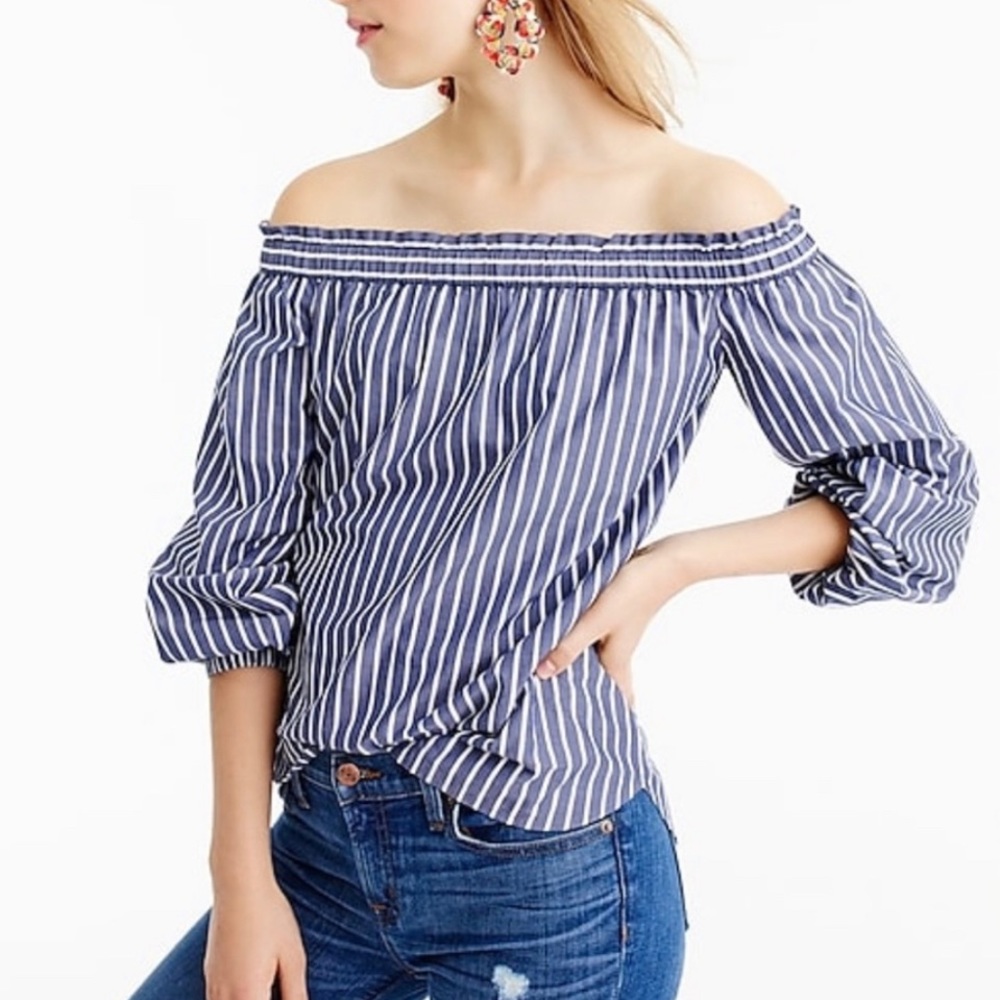 Blue & White Striped Off the shoulder top